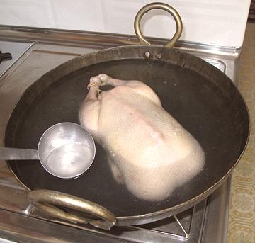Scalding a Duck for Roasting