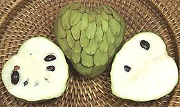 Whole and Cut Cherimoya