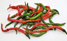 Fresh Green and Red Himo Chilis
