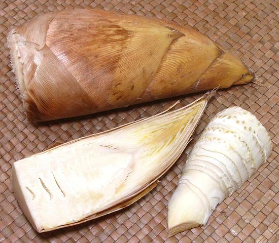 Unprocessed Bamboo Shoots, whole and cut