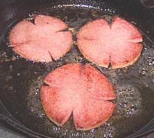 Slices of Jersey Pork Roll Frying