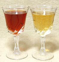 Glasses of Red and White Wine Vinegars