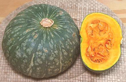 Whole and Cut Kabocha Squash