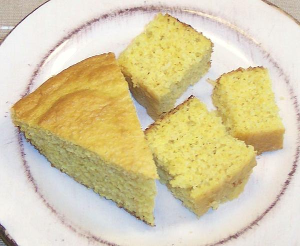 Dish with Cornbread Cubes and Wedge