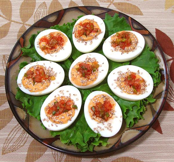 Platter of Eggs, Stuffed & Garnished