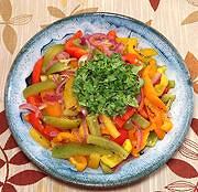 Dish of Bell Pepper Rainbow Salad