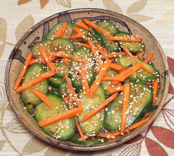 Dish of Cucumber Carrot Salad