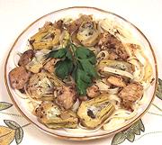 Dish of Baby Artichokes with Chicken