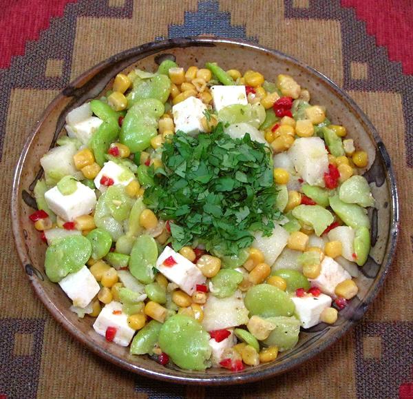 Dish of Fava Bean & Cheese Salad