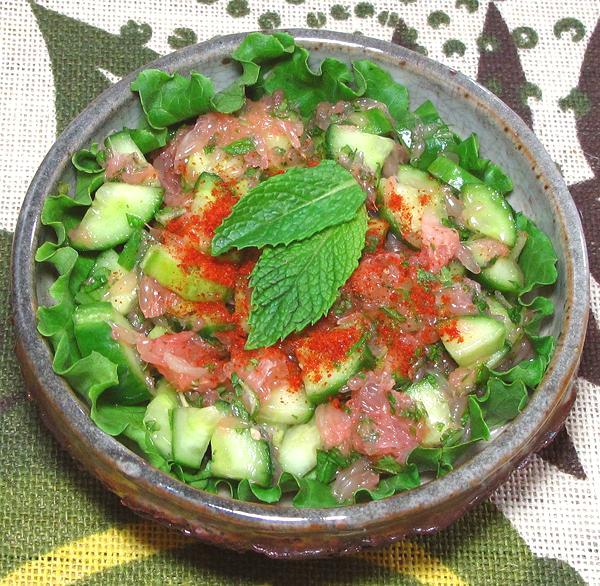 Dish of Grapefruit & Cucumber Salad