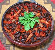 Dish of Black Beans in Red Sauce