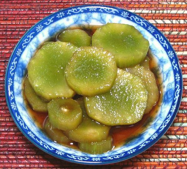 Bowl of Soy Pickled Stem Lettuce