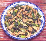Dish of Chicken with Mustard Greens