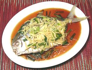 Steamed Fish with Sauce on Platter