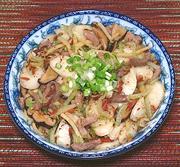 Dish of Pork with Rice Ovals & Vegis