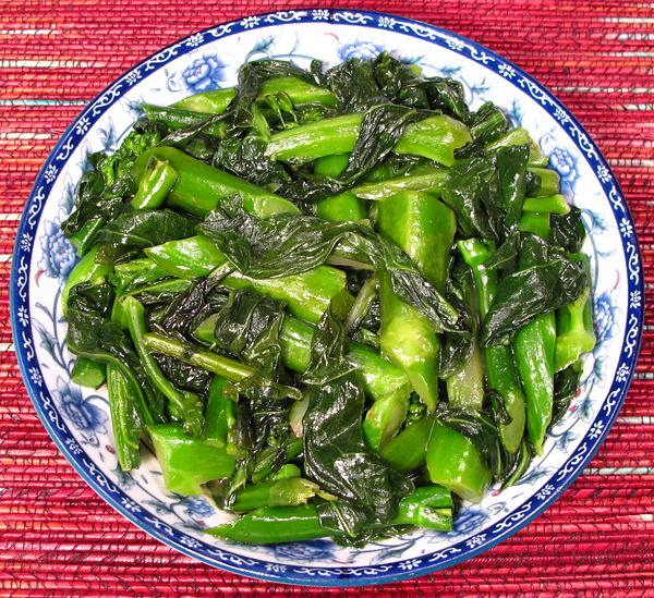Dish of Chinese Broccoli with Ginger Sauce