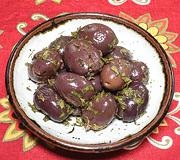 Dish of Marinated Black Olives