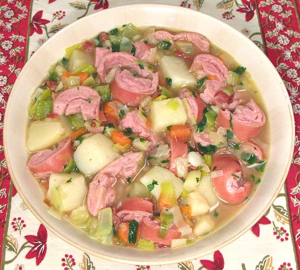 Bowl of Leek, Potato & Sausage Soup