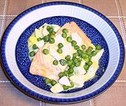 Dish of Poached Salmon with Peas