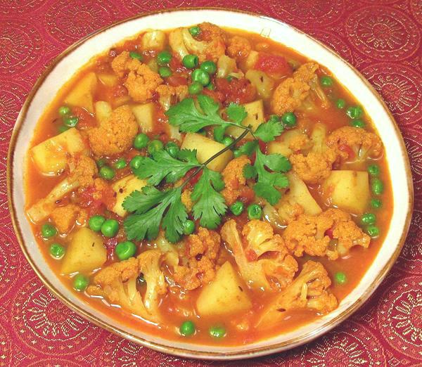 Dish of Cauliflower, Potato & Pea Curry