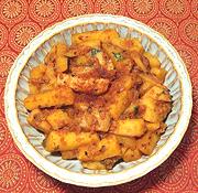 Dish of Achari Potatoes