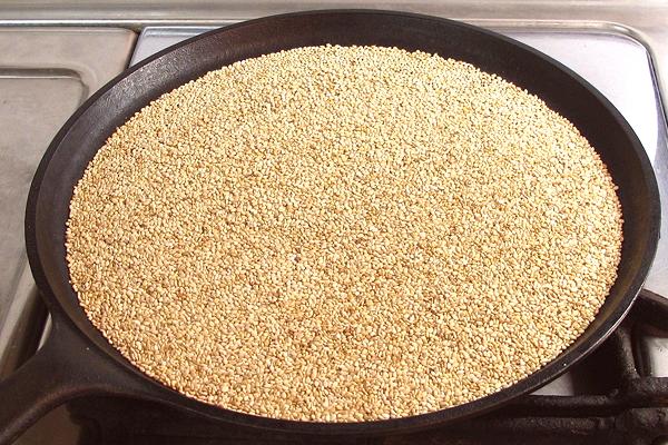 Pan of Sesame Seeds Toasted