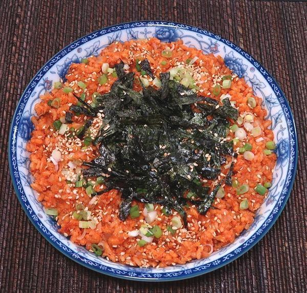Dish of Fried Rice with Kimchi