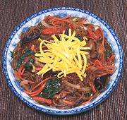 Bowl of Sweet Potato Noodles with Meat & Vegies