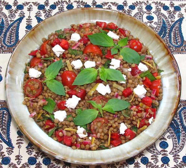 Bowl pf Red Pepper, Lentil and Tomato Salad