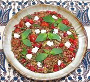 Bowl of Red Pepper, Lentil and Tomato Salad