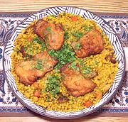 Serving Dish of Chicken Maftoul