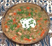 Bowl of Palestinian Freekeh & Bean Soup