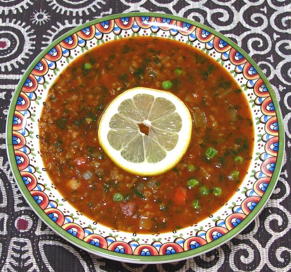 Bowl of Bulgur & Vegetable Soup