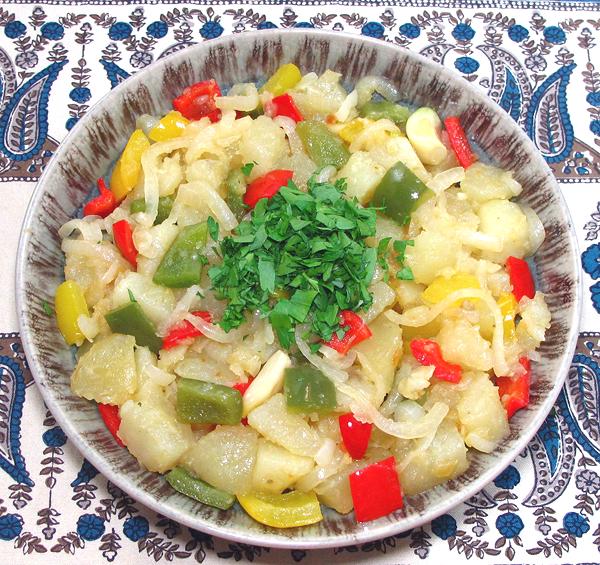 Dish of Potatoes with Peppers, Lemon