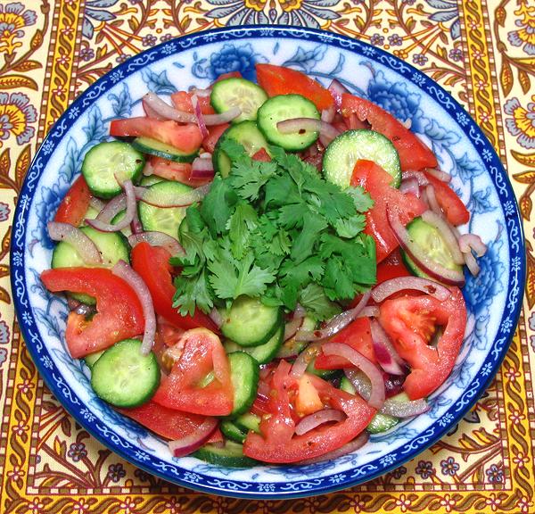 Bowl of Cucumber and Tomato Salad