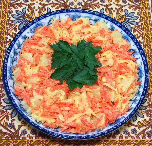 Bowl of Uzbek Radish Carrot Salad