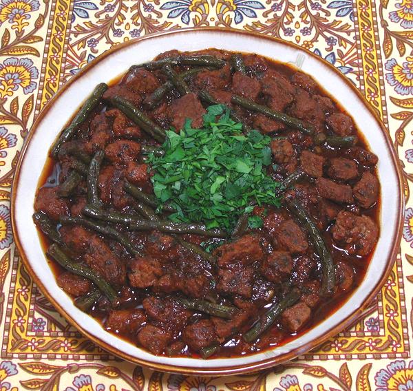 Bowl of Uzbek Beef and Green Beans