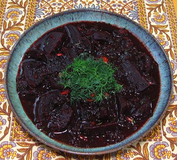 Bowl of Glazed Beets with Greens