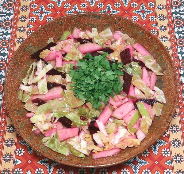 Dish of Apple, Beet & Cabage Salad
