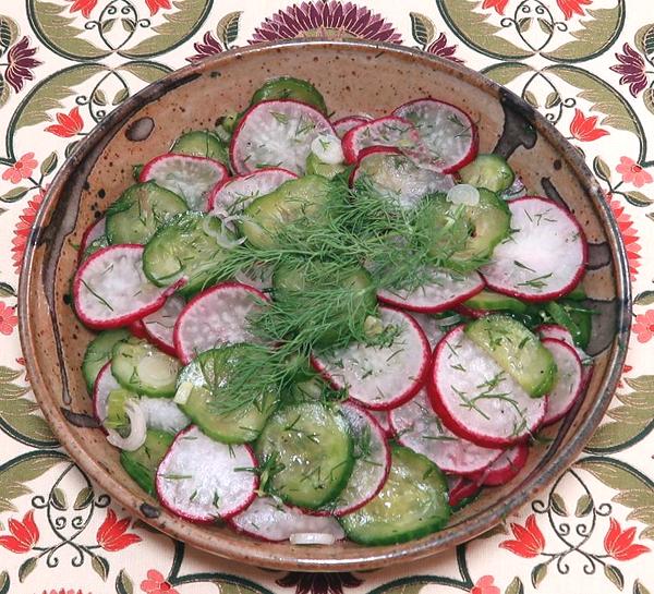 Dish of Cucumber, Radish & Dill Salad