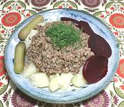 Dish of Ground Beef, Pork & Potatoes