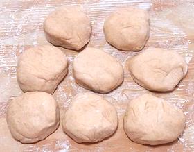 Dough formed into 8 balls