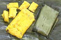 Packets of Oleleh Pudding, whole and cut