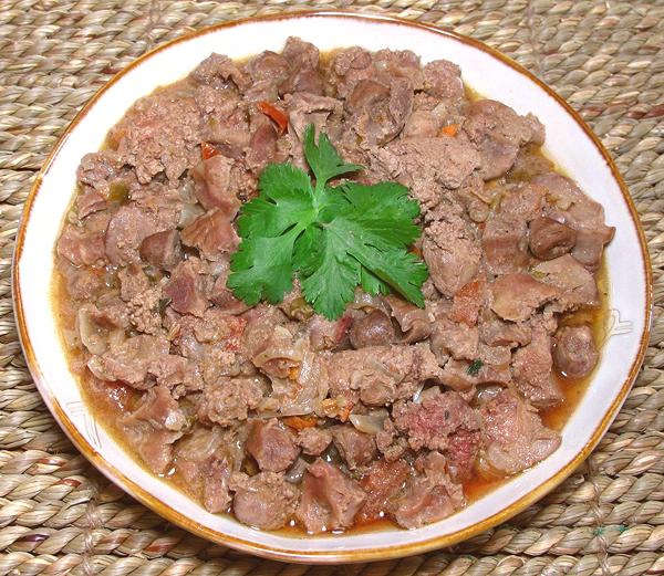Bowl of Chicken Gizzards, Hearts & Livers