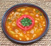 Bowl of Puerto Rican Chickpea & Pig Foot Soup