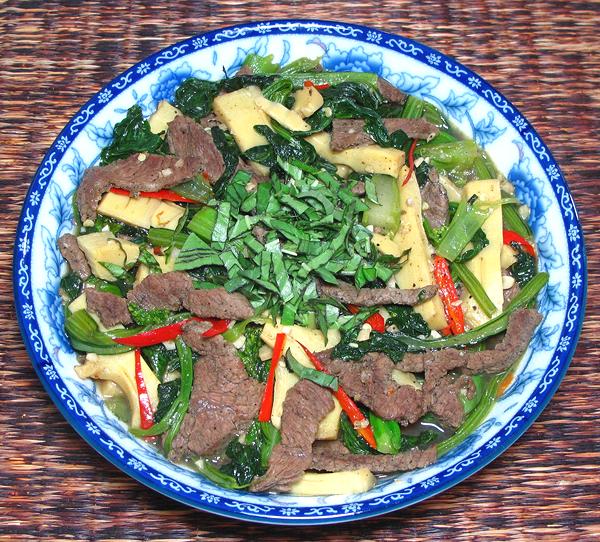 Dish of Beef, Bamboo, Yu Choy