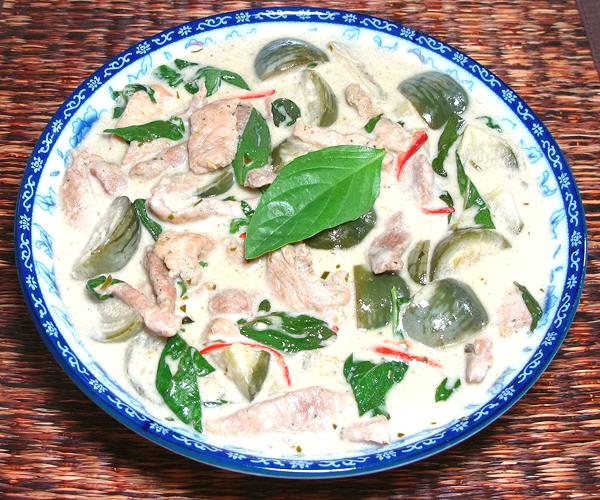Dish of Green Curry with Pork