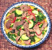 Dish of Red Curry with Pork and Zucchini