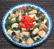 Dish of Yu Choy with Mushrooms and Vegies