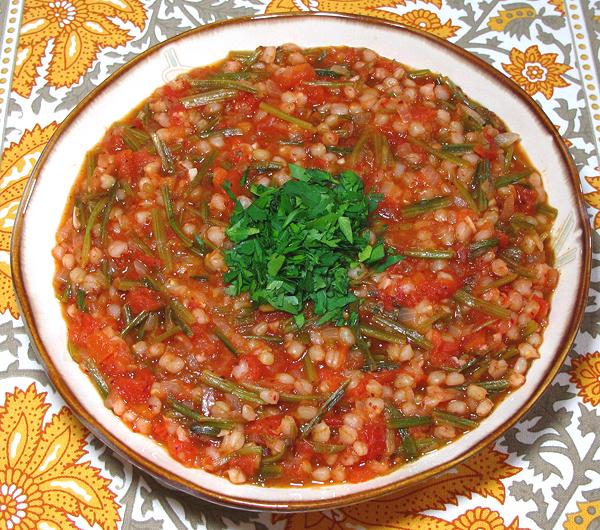 Dish of Spinach Stems with Wheat